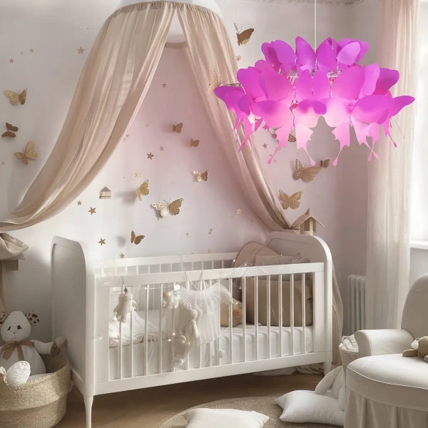 Lampa wisząca Farfalla ciemnoróżowa 1xE27