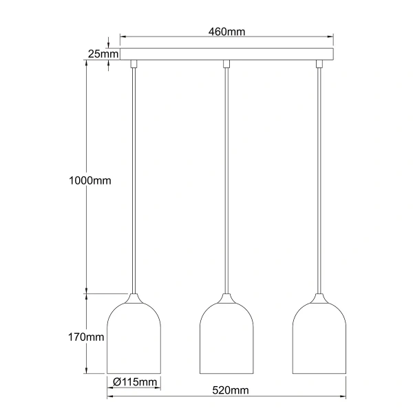 Lampa wisząca Nilo czarna 3xGU10