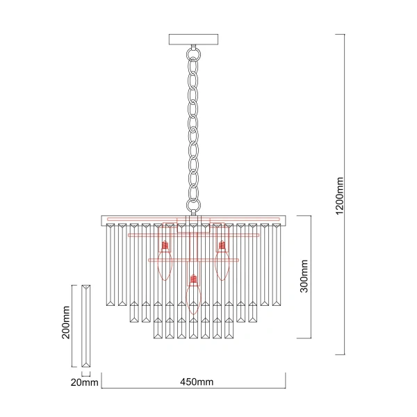 Lampa wisząca Vetro 5 srebrna 5xE14