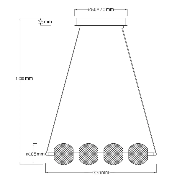 Lampa wisząca Diamond 4 listwa złota LED CCT