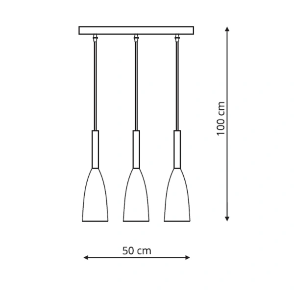 Lampa wisząca Solin 3 listwa 50 cm czarno-złota 3xE27