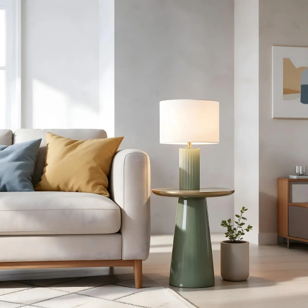 Lampa stołowa Tokio miętowa z białym abażurem 1xE27