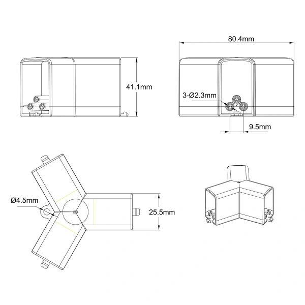 Łącznik 3L 120° elektryczny Geometric System New
