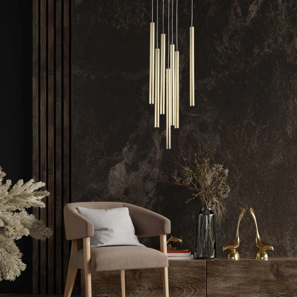 Lampa wisząca Lungo 7 złota 7xG9