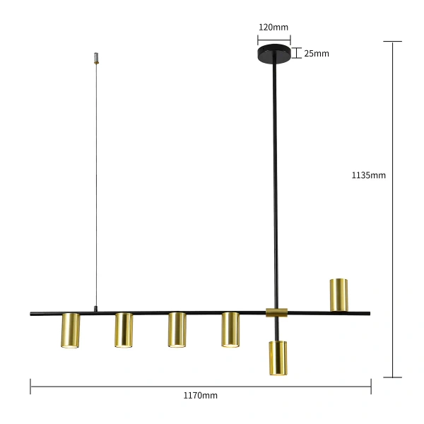 Lampa wisząca Arizona 6 czarno-złota 6xGU10