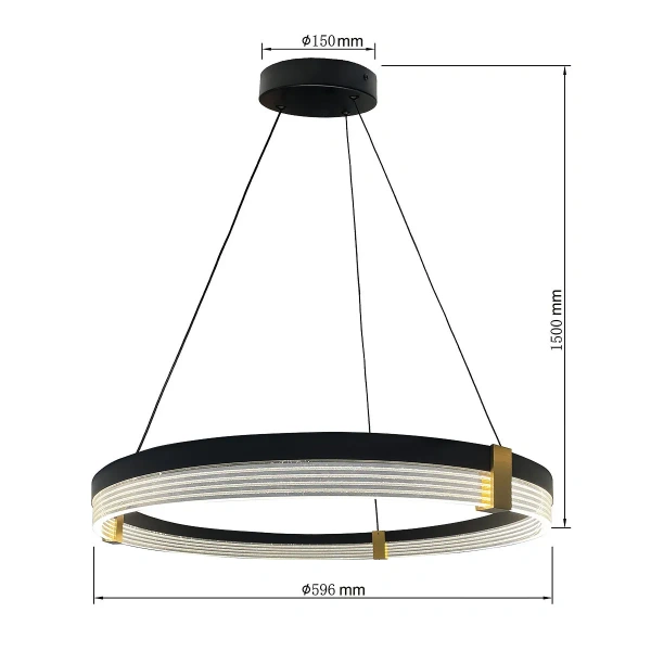 Lampa wisząca Plum Triangle 60 cm czarno-transparentna LED 32W CCT