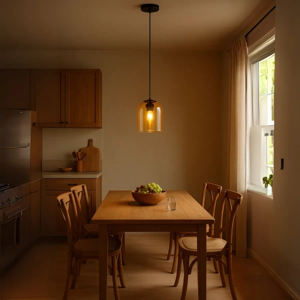 Lampa wisząca Elaris czarna z bursztynowym kloszem 1xE27