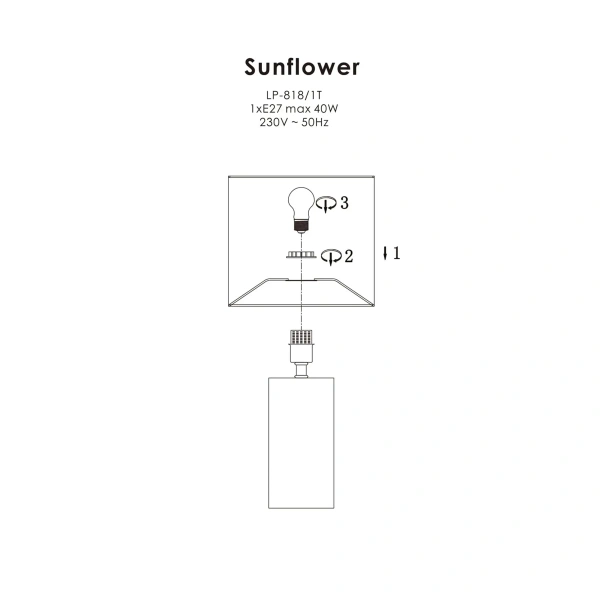 Lampa stołowa Sunflower czarno-transparentna 1xE27