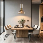 Lampa wisząca Piega 1 duża złota z dymionym kloszem 1xE27