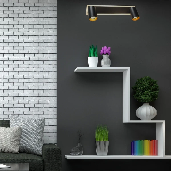 Spot sufitowy Parma 2 czarny 2xGU10 + LED 8W CCT