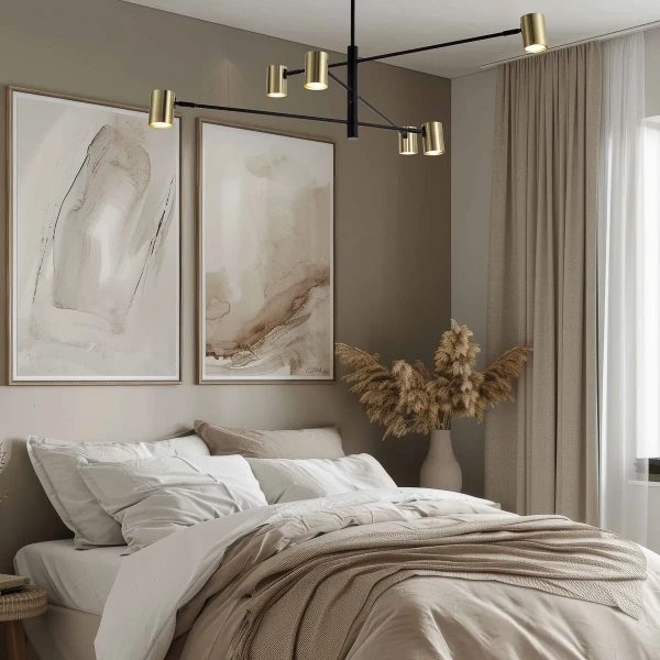 Lampa wisząca Snow 6 80 cm czarno-złota 6xGU10
