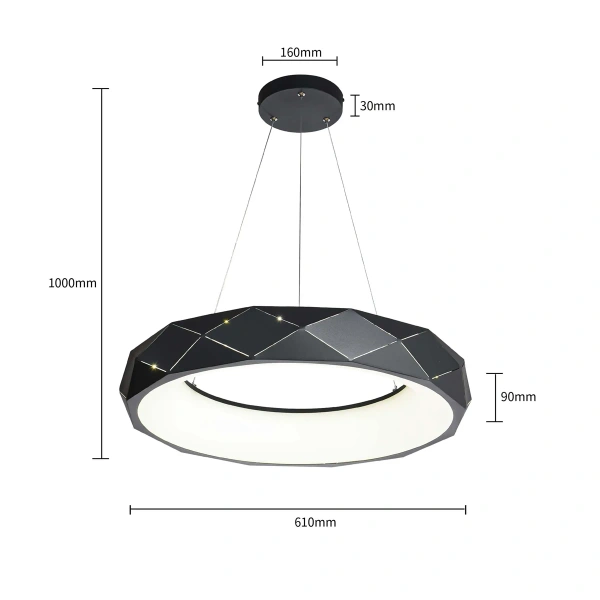 Lampa wisząca Reus czarna LED 4000K
