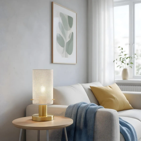 Lampa stołowa Tirana biało-złota 1xE27