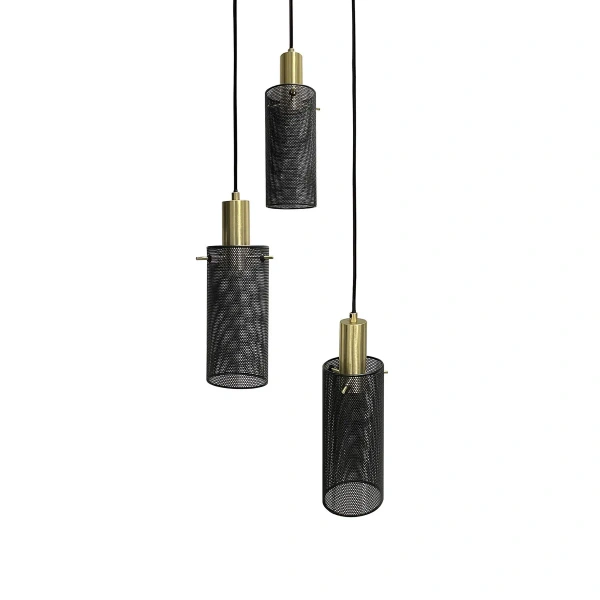 Lampa wisząca Tirana 3 okrągła czarno-złota 3xE27
