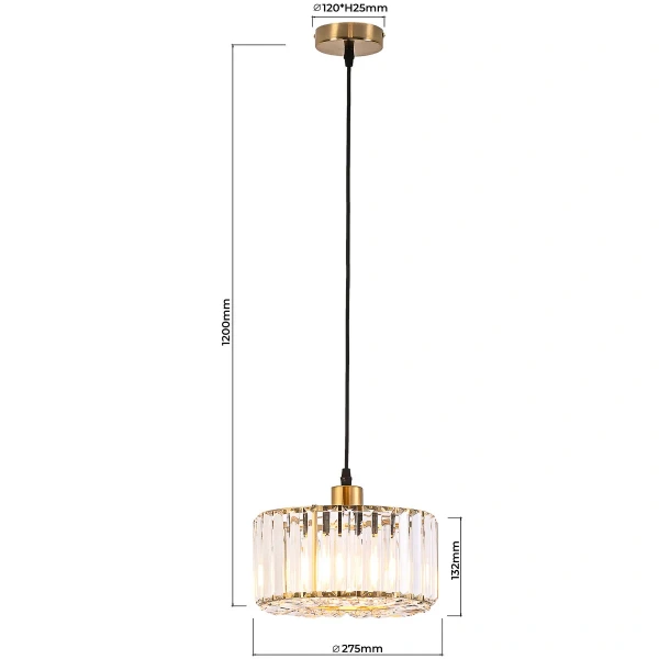 Lampa wisząca Vetro okrągła złota 1xE27