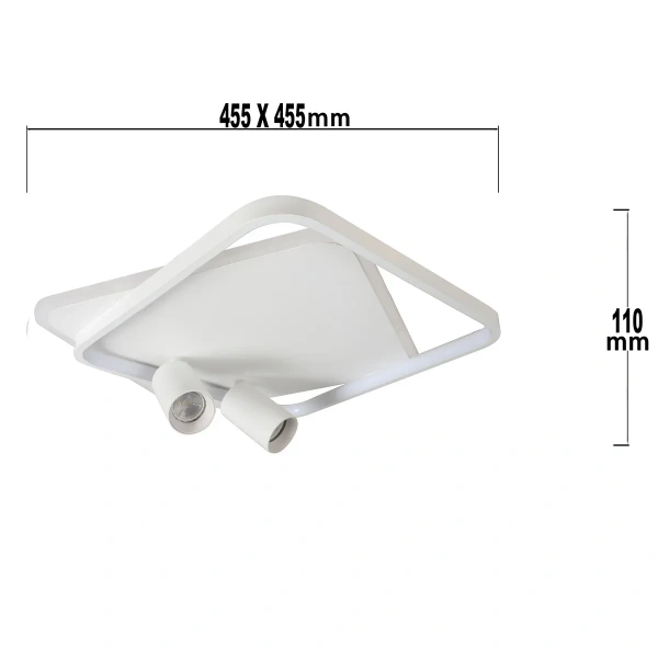 Plafon Parma 2 kwadratowy biały 2xGU10 + LED 36W CCT