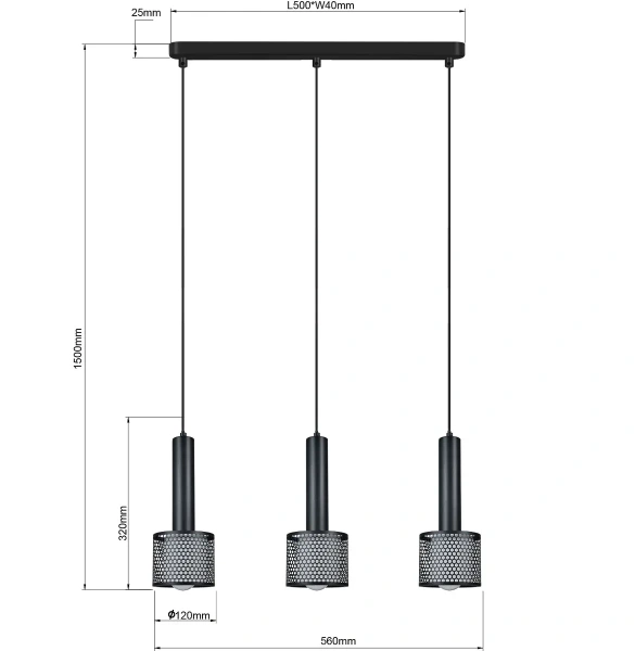 Lampa wisząca Amo czarna 3xE27
