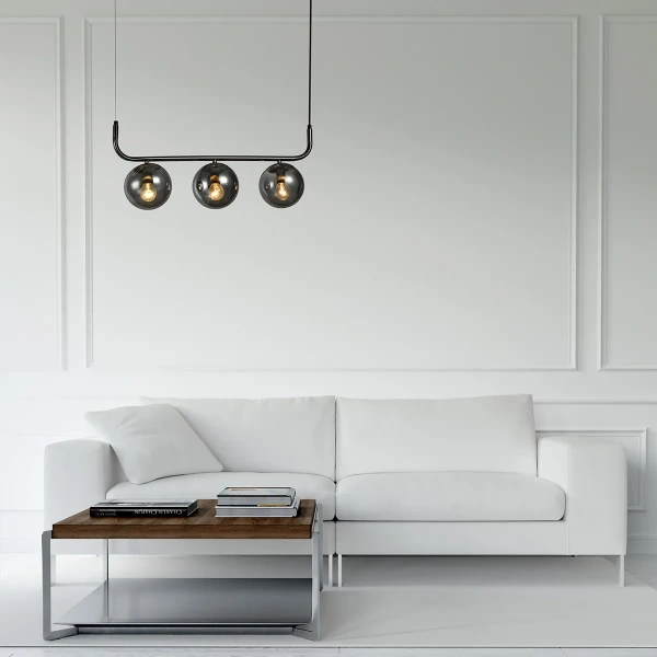 Lampa wisząca Alisa 3 grafitowa z dymionymi kloszami 3xE14