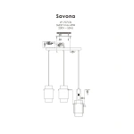 Lampa wisząca Savona 3 listwa transparentno-czarna 3xE27