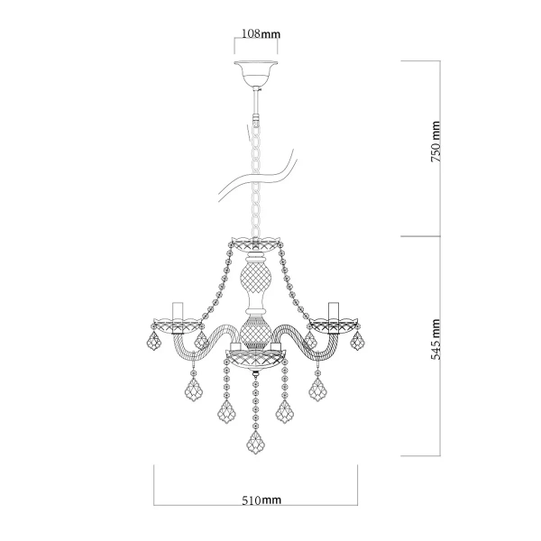 Lampa wisząca Cristallo 3 srebrna 3xE14