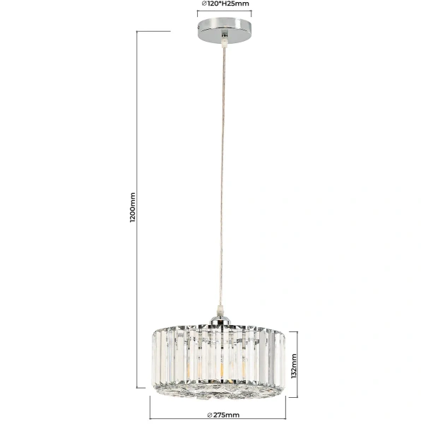 Lampa wisząca Vetro okrągła chromowana 1xE27