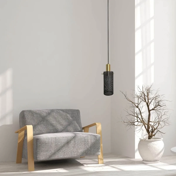 Lampa wisząca Tirana 1 czarno-złota 1xE27