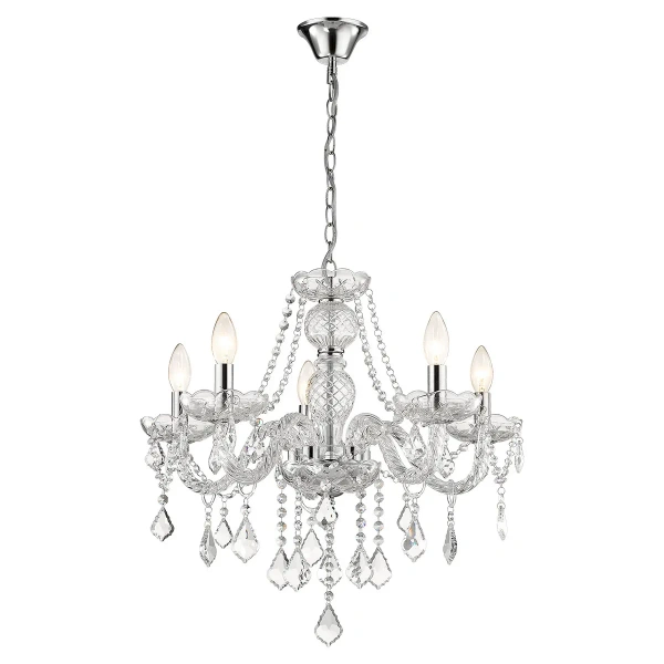 Lampa wisząca Cristallo 5 srebrna 5xE14