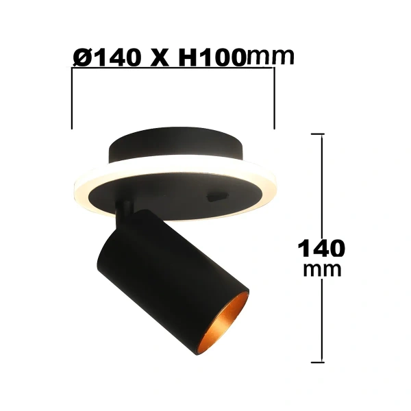 Spot sufitowy Parma 1 czarny 1xGU10 + LED 5W CCT