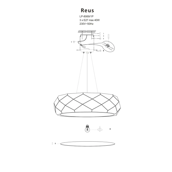Lampa wisząca Reus czarna 3xE27