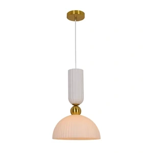 Lampa wisząca Piega 1 duża złota z białym kloszem 1xE27