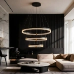 Lampa wisząca Plum 3 śr. 80/60/40 cm czarno-transparentna LED CCT