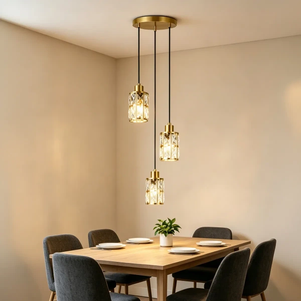 Lampa wisząca Lira 3 talerz złota 3xE27