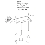 Lampa wisząca Solin 3 listwa 50 cm czarna 3xE27