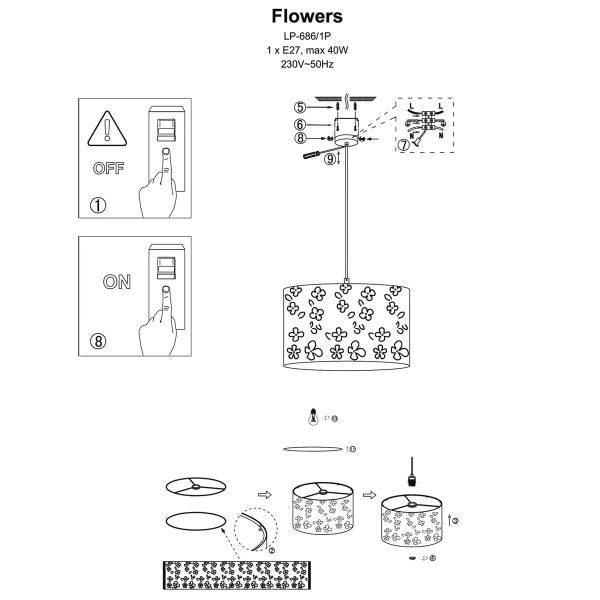 Lampa wisząca Flowers biała 1xE27