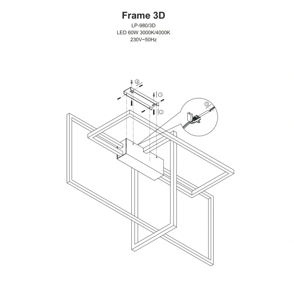 Lampa sufitowa Frame czarna LED 3000K