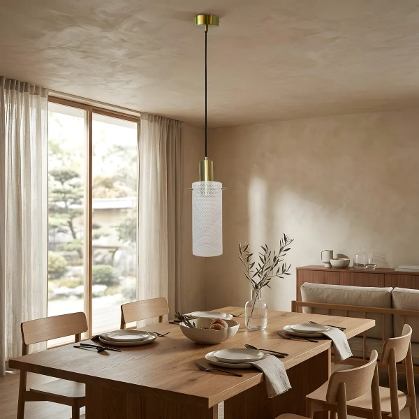 Lampa wisząca Tirana 1 biało-złota 1xE27