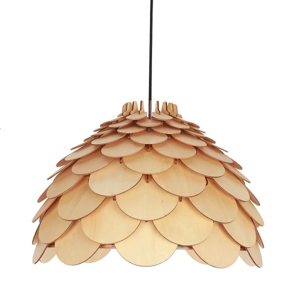 Lampa wisząca Burgo duża drewniana 1xE27