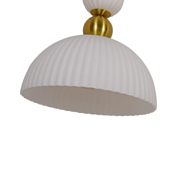 Lampa wisząca Piega 1 duża złota z białym kloszem 1xE27
