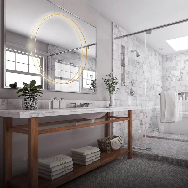 Lampa wisząca Mirror L złota LED 47W CCT IP44