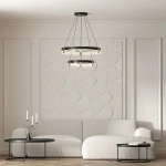 Lampa wisząca Plum 2 śr. 60/40 cm czarno-transparentna LED CCT