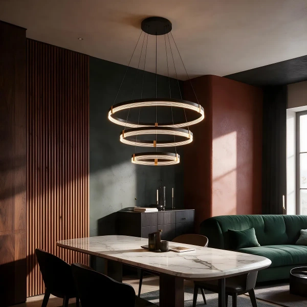 Lampa wisząca Plum 3 śr. 80/60/40 cm czarno-transparentna LED CCT