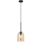Lampa wisząca Elaris czarna z bursztynowym kloszem 1xE27