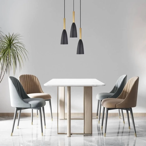 Lampa wisząca Solin 3 talerz śr. 30 cm czarno-złota 3xE27