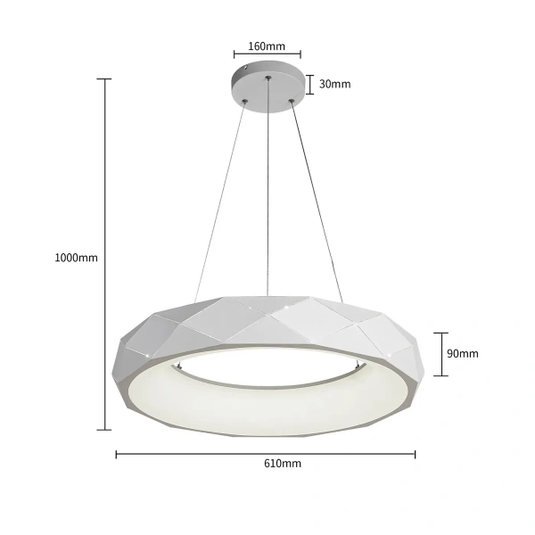 Lampa wisząca Reus biała LED 4000K
