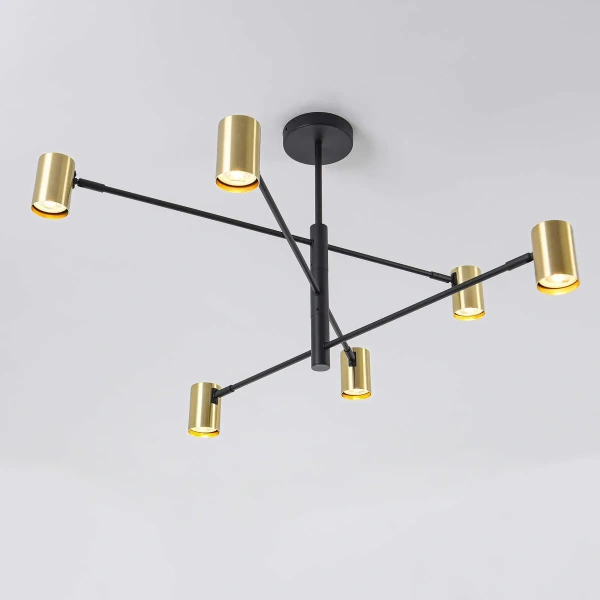 Lampa wisząca Snow 6 80 cm czarno-złota 6xGU10