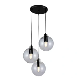 Lampa wisząca Puerto 3 czarna z transparentnymi kloszami 3xE27