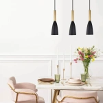 Lampa wisząca Solin 3 listwa 50 cm czarno-złota 3xE27