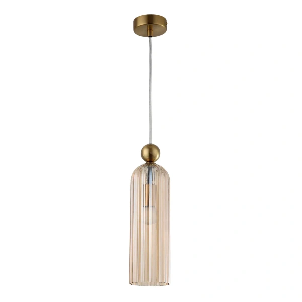 Lampa wisząca Piega 1 złota z bursztynowym kloszem 1xE14