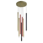 Lampa wisząca Lungo 7 złoto-czerwono-czarna 7xG9