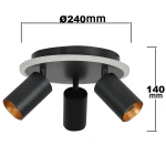 Plafon Parma 3 okrągły czarny 3xGU10 + LED 13W CCT